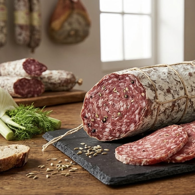 Finocchiona salami, myymälässä