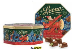 Latta Cappelliera con Cioccolatini Assortiti, Latte, Nocciola e Pistacchio 450g, Pastiglie Leone